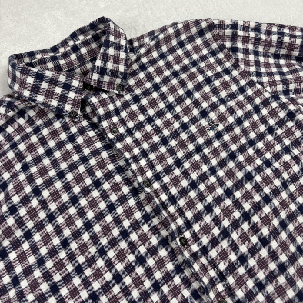 Fish Hippie Shirt Mens L White Plaid Long Sleeve Button-Up Regular Fit